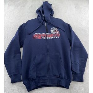 NFL Sweatshirt Mens Medium New England Patriots Full Zip Hoodie Blue Pockets